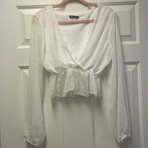 Nasty gal white cropped long sleeve